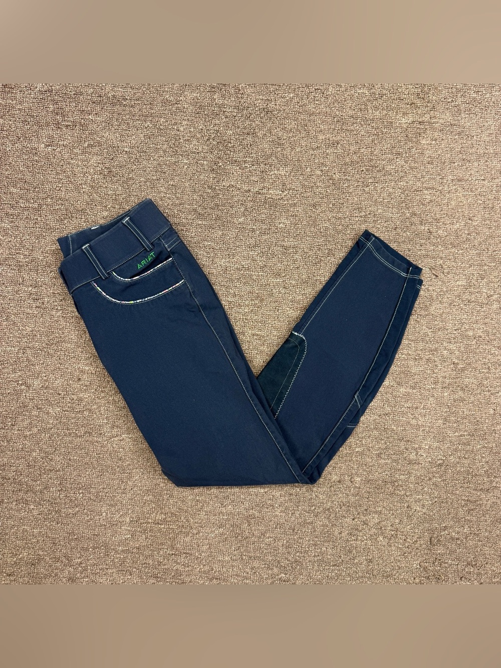Women’s Size 26L Navy Ariat Knee Patch Horseback Riding Breeches